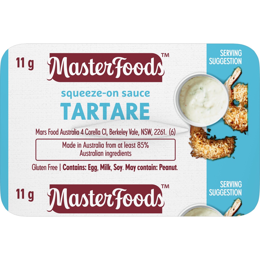 MasterFoods Portion Control Squeeze On Tartare Sauce 100x11g