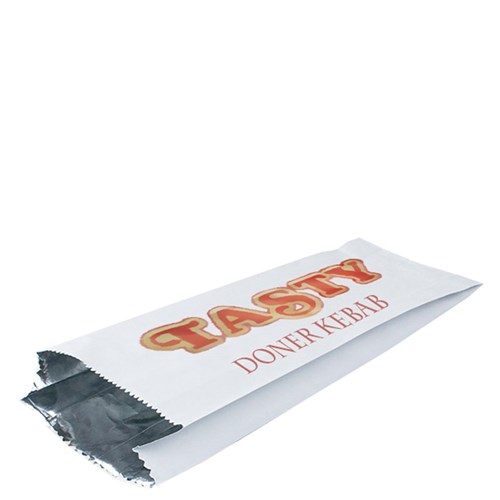 Paper Bag Kebab Printed Front And Bag White 270X100X40mm