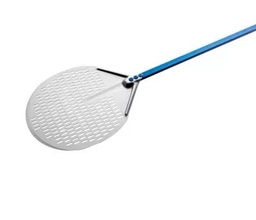 [GI-A-32F/150] ALUMINIUM ROUND PERFORATED PIZZA PEEL 33CM - 150CM HANDLE